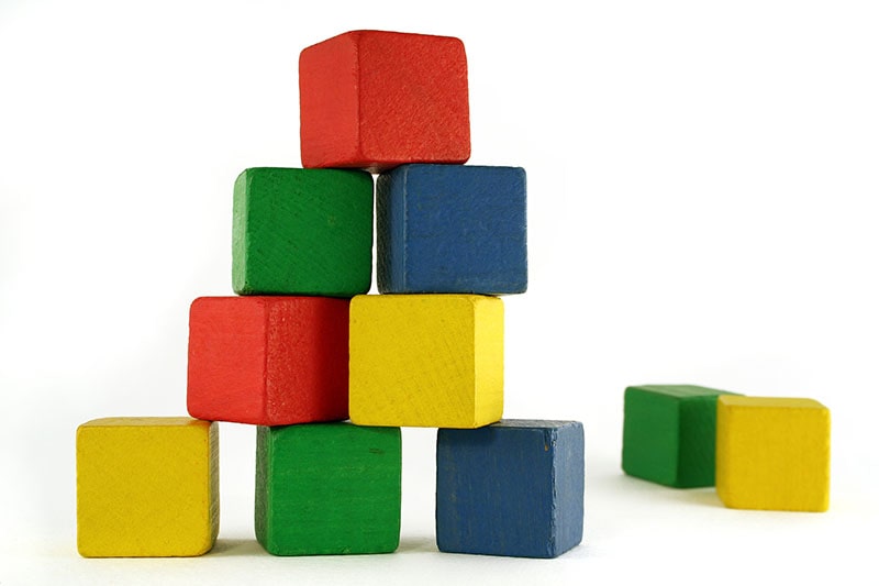 stack of colored blocks